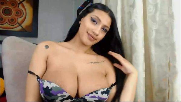 Busty Latina Babe Teaes In Front Of Webcam - hclips.com on freevids.org