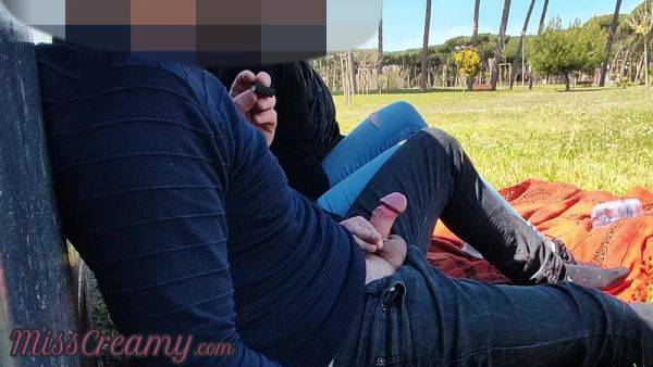 French Teacher Handjob Amateur On Public Park To Student With Cumshot With Miss Creamy - videomanysex.com - France on freevids.org