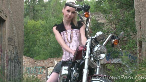 Cute Teen Is Amazed By A Big Bike - upornia.com on freevids.org