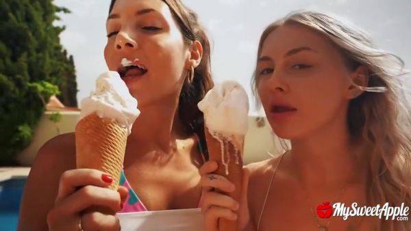 Lesbian Threesome Ice-cream Sandwich - videomanysex.com on freevids.org
