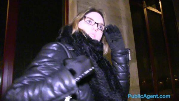 Naughty French tourist with glasses gets fucked in public stairwell for cash - sexu.com on freevids.org