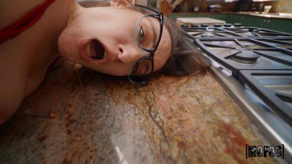 Nerdy brunette Everly Haze gets fucked in the kitchen - xhand.com on freevids.org