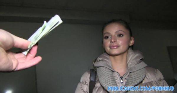 Watch this busty blonde babe give a sloppy blowjob in public for cash - sexu.com on freevids.org