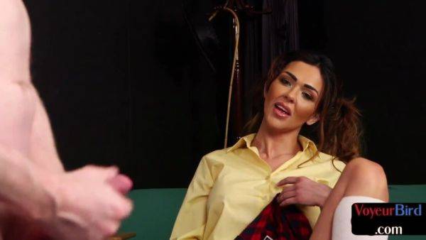 CFNM voyeur in college uniform teases wanker till cumshot - txxx.com on freevids.org