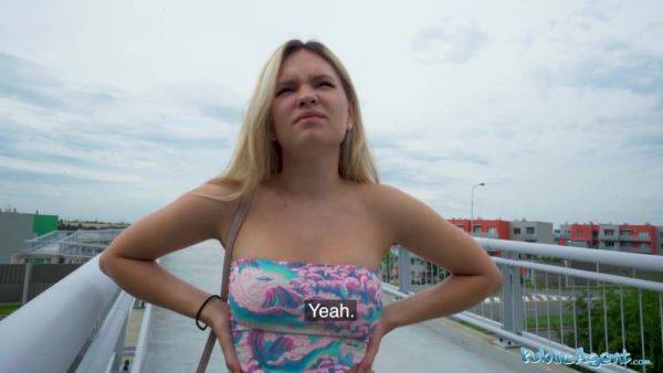 Outdoor POV Public Casting Dirty Euro blonde loves getting her natural boobs out in a public place - xtits.com on freevids.org