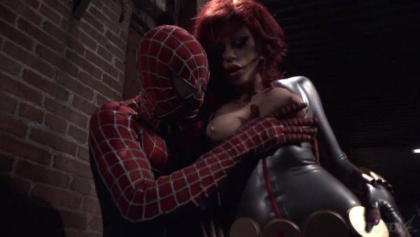 Aroused redhead feels Spiderman's endless dick tearing her pussy apart - hellporno.com on freevids.org