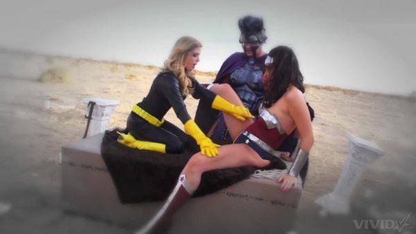 Steamy females go intimate with the same dick in super hero role play - hellporno.com on freevids.org