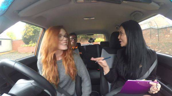 Jai James & Ryan Ryder teach hot ebony babe how to drive with their massive black boobs - sexu.com - Britain on freevids.org