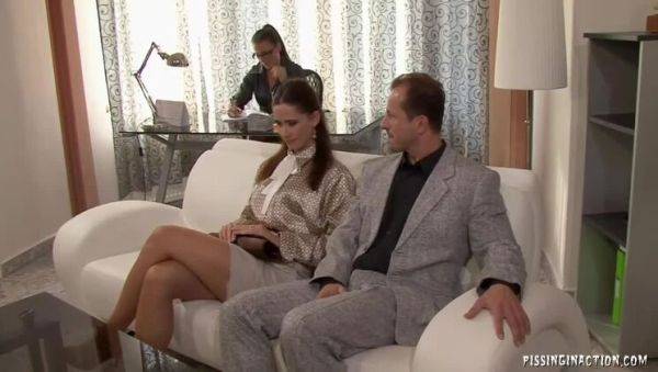 Elegant Threesome with Pepper & Simon: Lingerie, Stockings, and Piss Play - porntry.com on freevids.org