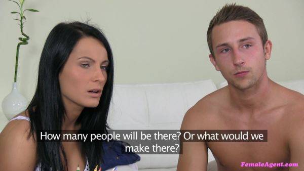 Horny Female Agent Can't Help But Rub Her Wet Pussy As Athletic Couple Fuck at Casting - xhand.com on freevids.org