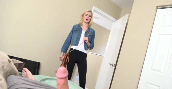 Slender young blonde handles the man's cock with great care in home POV - xbabe.com on freevids.org