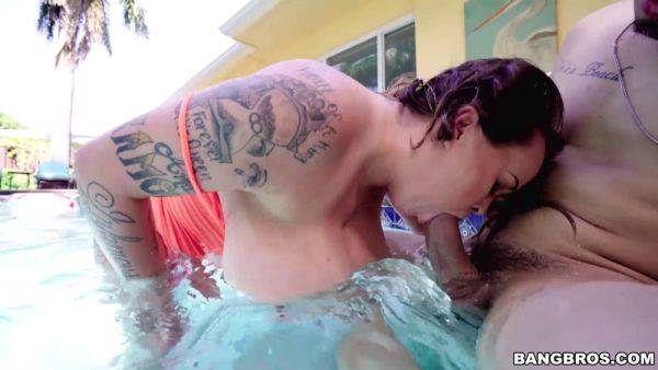 Brandy Talore gets pounded hard in the pool by a big-titted MILF - sexu.com on freevids.org