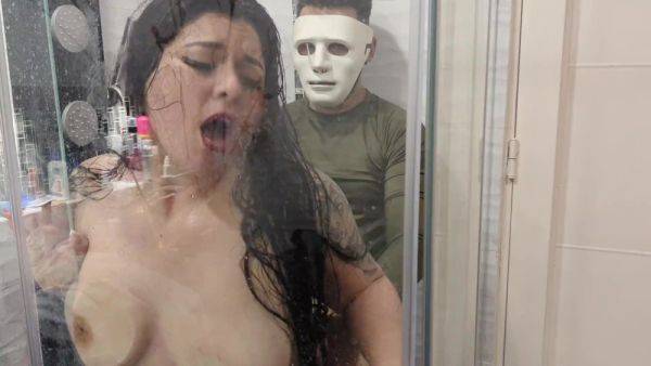 Sneaky masked stranger pounds eager latina in shower - anysex.com on freevids.org