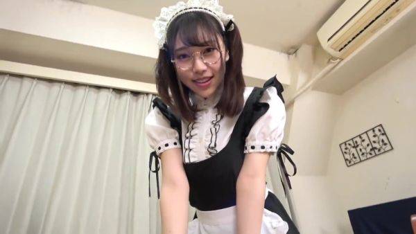 She gets fucked in the face and gets on the desk wearing a maid costume, and her panties are peeked out from below. - senzuri.tube on freevids.org