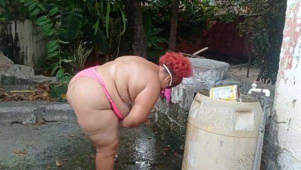 My Whore Stepmother Takes A Shower In The Patio - desi-porntube.com - India on freevids.org