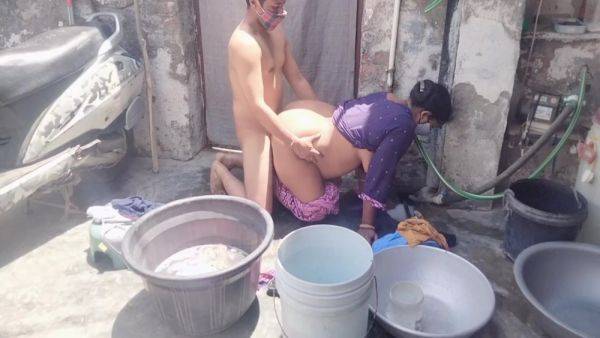 Fucked While Washing Clothes In The Bathroom - desi-porntube.com - India on freevids.org