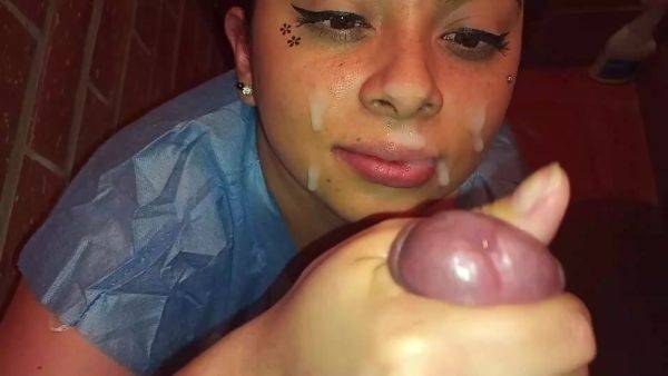 Latina girl being enthusiastic about blowjob and gets facial pov - anysex.com on freevids.org