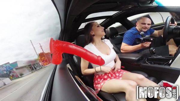 Hot Brunette In A Car With Red Dildo - hotmovs.com on freevids.org