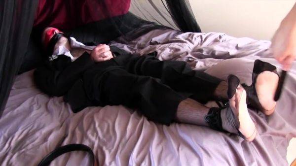 Tied Bryn Mawr Gets His Sheer Socks Ripped And Feet Tickled - drtuber.com on freevids.org