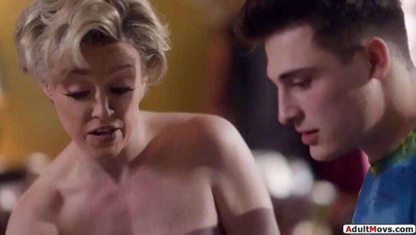 Stepson Gets Stepmom Milf's Shaved Pussy Wet with Titty Fuck Action - xxxfiles.com on freevids.org