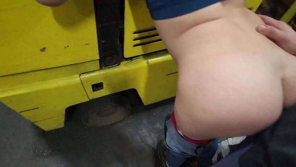 Passionate encounter: Co-worker gets rough, Creampie filled doggystyle on the forklift - porntry.com on freevids.org