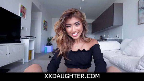 Asian Teen Clara Trinity Gets Frisky with Step-Dad as Mom Showers: Blowjob, Sex, & Deepthroat Action - porntry.com on freevids.org