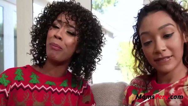 Stepmom and Teen Slut Celebrate Christmas with Hardcore Threesome - Misty Stone, Sarah Lace - porntry.com - Usa on freevids.org