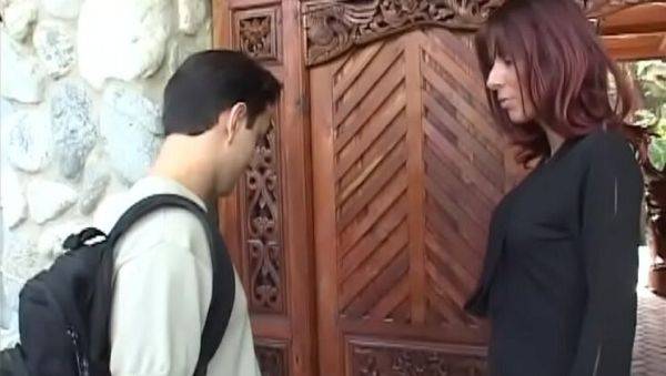 Hot MILF with auburn hair fucks her son's best friend outdoors - veryfreeporn.com on freevids.org