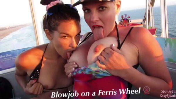 Teen & MILF Give Risky Double Blowjob on Ferris Wheel - Public Threesome Fun! - xxxfiles.com on freevids.org