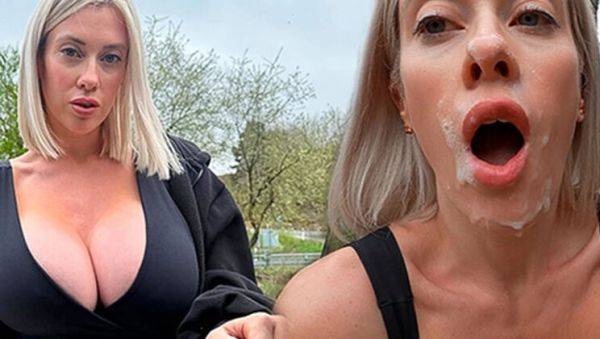 Big Tits Blonde Amateur Hitchhiker Takes Huge Cum Load on Face in Public POV - veryfreeporn.com - France on freevids.org