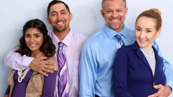 Office Orgy: Horny Stepdads Swap Teen Stepdaughters for Wild Foursome - veryfreeporn.com - Britain on freevids.org