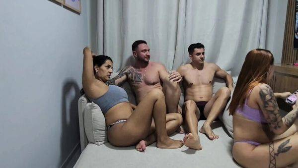 Hot Brazilian MILF Jenni Faria and Brunette Kel Abate in Homemade Swinger Movie Night - Amateur Blowjob and Doggy Style Orgasms - porntry.com - Brazil - Portugal on freevids.org