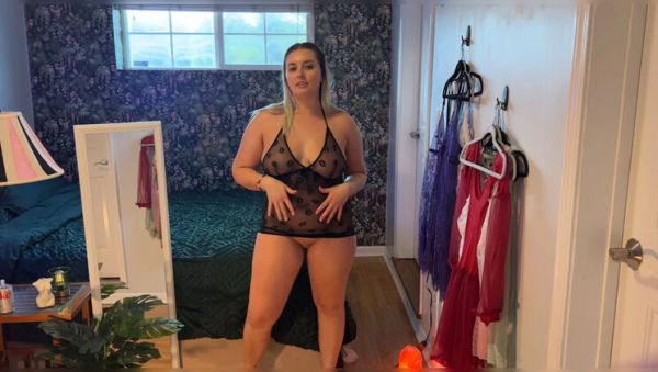 Curvy YouTuber Erika Kay Flashes Pussy in See-Through Dress Try-On Haul - Big Natural Tits & Close-Ups - porntry.com - Britain - Usa on freevids.org
