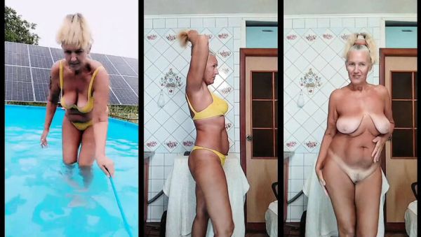 Lukerya's After Pool Fun - Amateur MILF Solo Pleasure in Lingerie - porntry.com - Ukraine on freevids.org