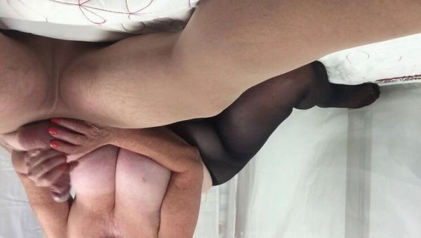 Mrs Mature Homemade Footjob Wanking Friend's Big Cock Pantyhose - veryfreeporn.com - Britain on freevids.org