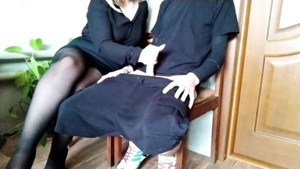 Risk Taking Handjob With Juicy Ukrainian MILF Mom - Homemade Office Sex & Cumshot - porntry.com - Ukraine on freevids.org