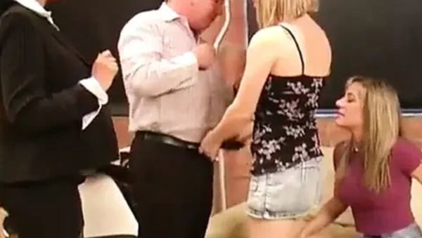 Gorgeous MILF Reporter Ayla Donna Louise Natalia Office Handjob CFNM Reverse Gangbang Make Him Cum - xxxfiles.com on freevids.org