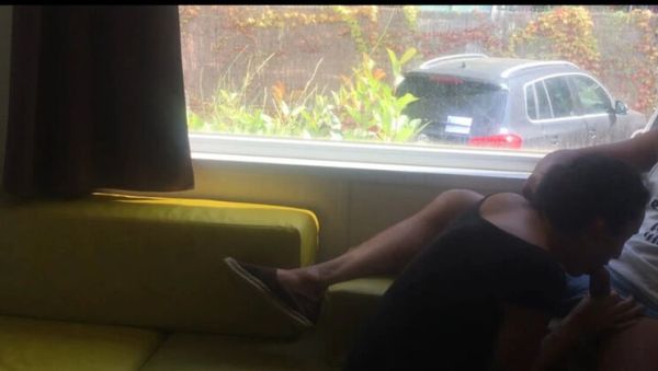Risky Public Blowjob In Front Of Window - Hot Brunette MILF Wife On Her Knees Outdoor Camping - porntry.com - Italy on freevids.org