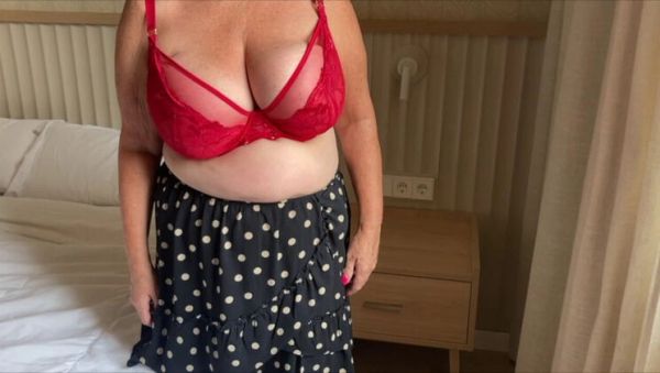 Mrs Mature Amateur Homemade with Big Natural Tits in Red Lingerie and Stockings Foot Fetish - veryfreeporn.com - Britain on freevids.org