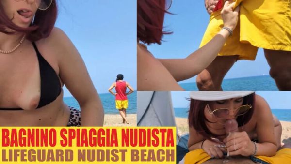 MILF Redhead Fucks Lifeguard on Nudist Beach - Outdoor Public Sex - veryfreeporn.com - Italy on freevids.org