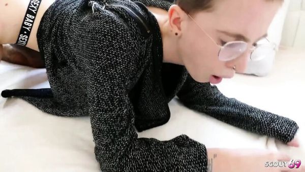 German Short Hair Nerd Girl Lia Louise Gets Hard Fuck - Big Natural Tits Bouncing - veryfreeporn.com - Germany on freevids.org