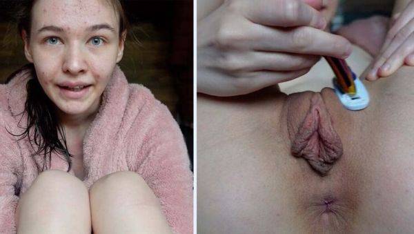 Skinny Teen Emmi-Hill Shaves Her Long Labia Pussy in HD - xxxfiles.com - Germany on freevids.org