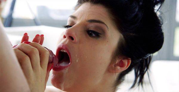 Fine brunette swallows rivers of cum in the end of a great cam fuck - alphaporno.com on freevids.org