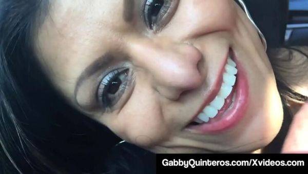 Mexican MILF Gabby Quinteros Sucks Dick in Car with Dirty Talk and Cum on Face - veryfreeporn.com - Mexico on freevids.org