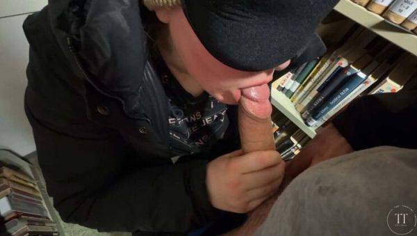 German Student Swallows Huge Load in Library - Amateur POV Blowjob - veryfreeporn.com - Germany on freevids.org