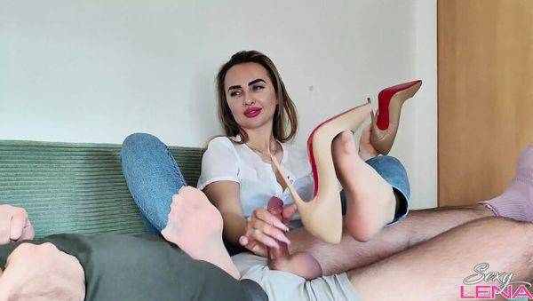 Goddess Lena's Hot MILF Footjob in High Heels and Nylons - porntry.com on freevids.org