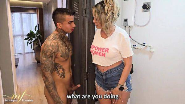 Big Ass Stepmom Monique Fuentes Takes Stepson's Load in Her Tight Pussy - Creampie Doggy Style - veryfreeporn.com - Colombia on freevids.org