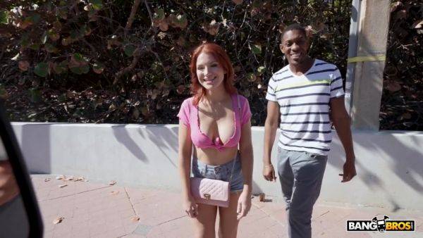 Elise London - Busty Redhead Babe Enjoys Bbc At Bus - videomanysex.com on freevids.org