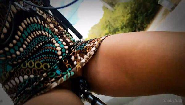 SnakySlut Forgets Her Panties: Hot Brunette Rides Bike with Dildo - xxxfiles.com - France on freevids.org