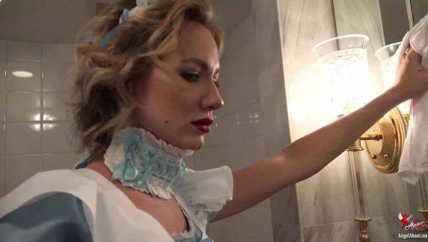 Blonde MILF Angel The Dreamgirl in Black Nylon Stockings Gives a Hot Blowjob and Facial in 4K - porntry.com on freevids.org